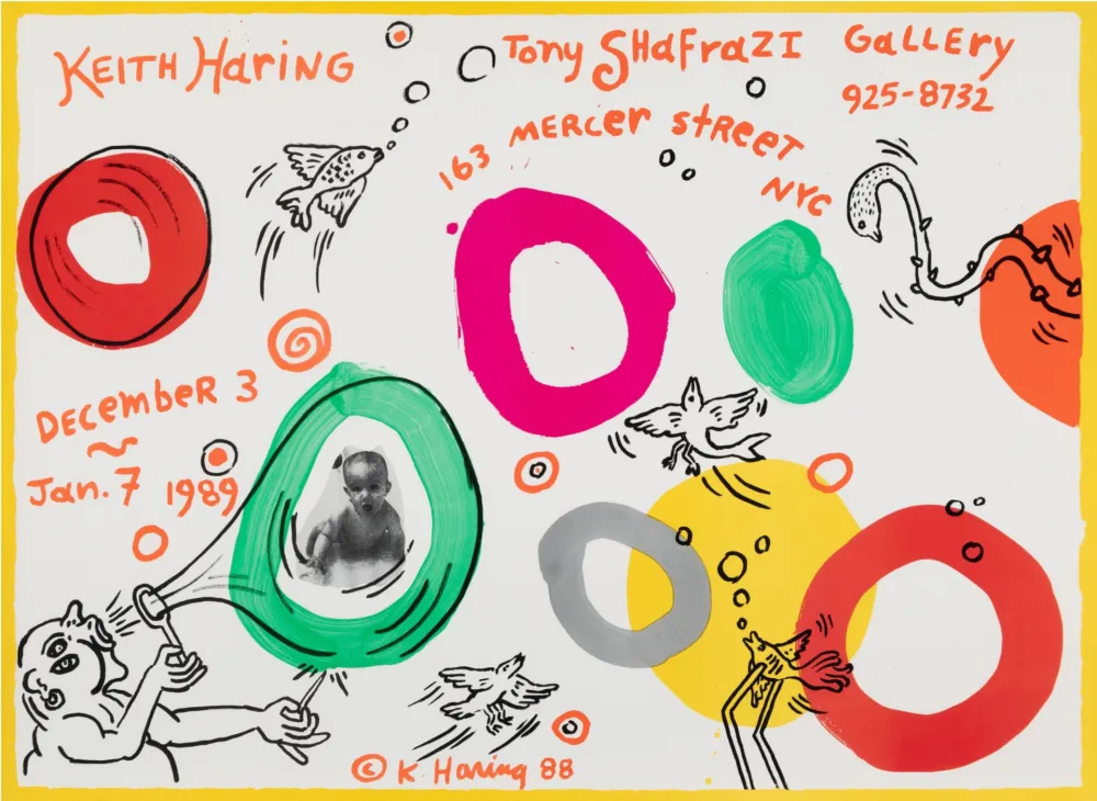 Lithografie Haring - Galerie Tony Shafrazi, exhibition poster, 1988