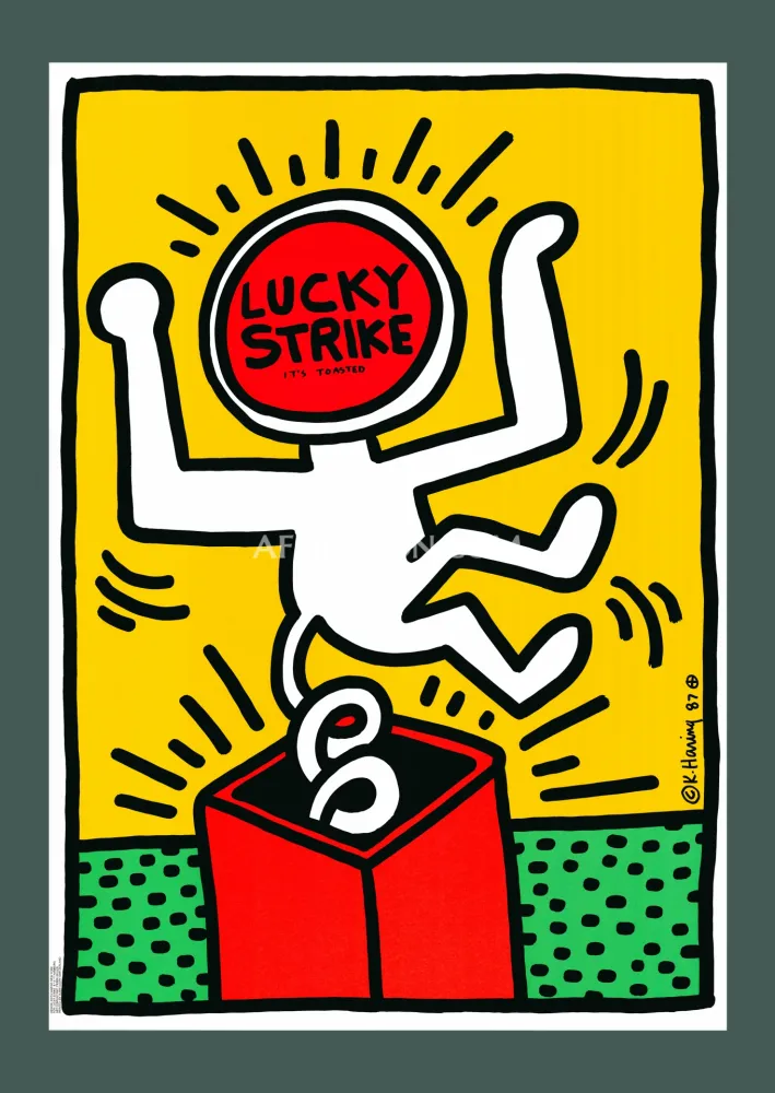 Lithografie Haring - Keith Haring: 'Lucky Strike II' 1987 Offset-lithograph