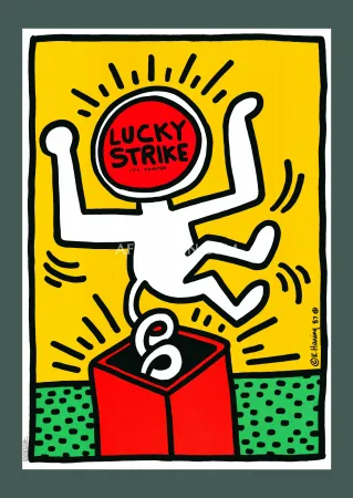 Lithografie Haring - Keith Haring: 'Lucky Strike II' 1987 Offset-lithograph