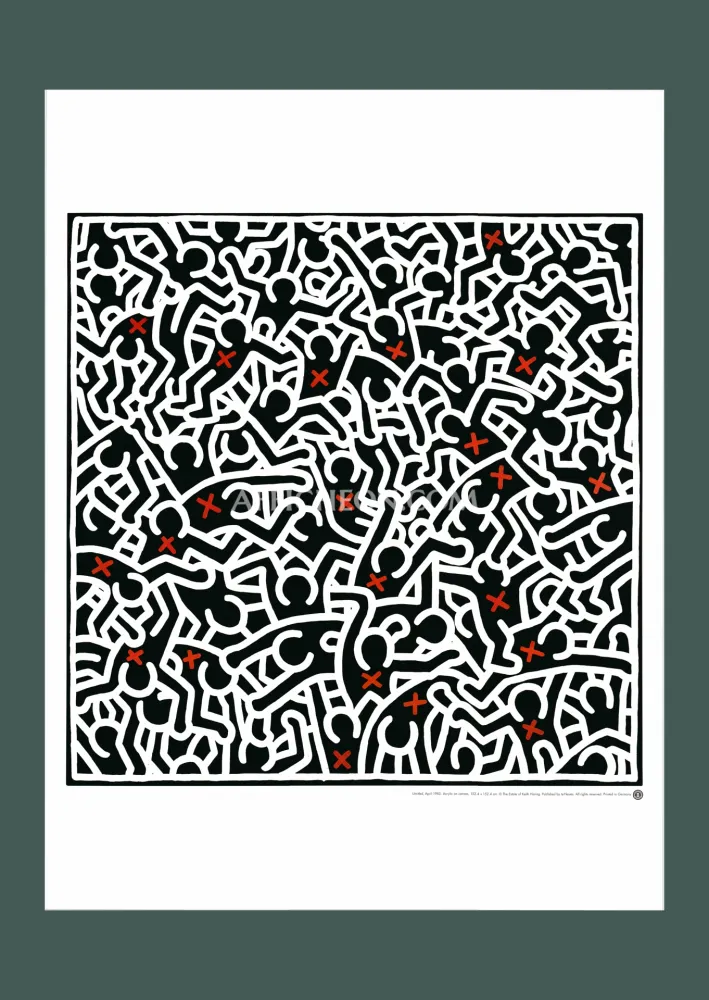 Lithografie Haring - Keith Haring: 'Untitled (April 1985)' 1999 Offset-lithograph