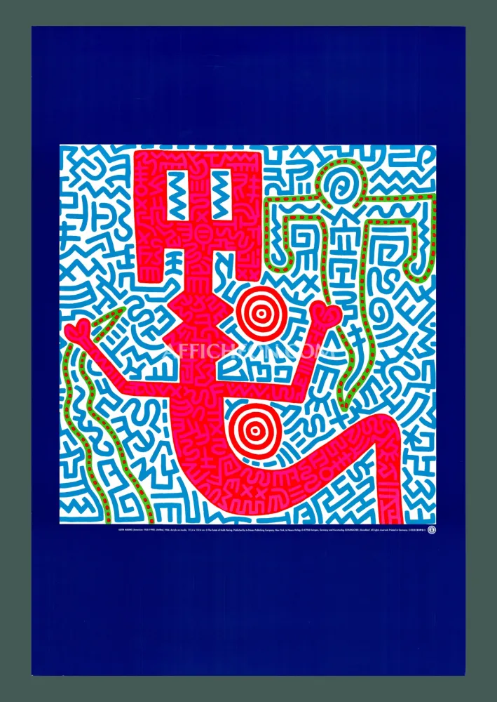 Lithografie Haring - Keith Haring: 'Untitled (Blue)' 1999 Offset-lithograph