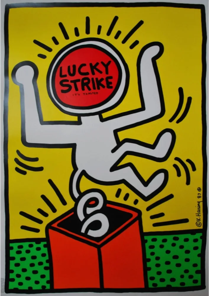 Zeefdruk Haring - Lucky Strike, 1987