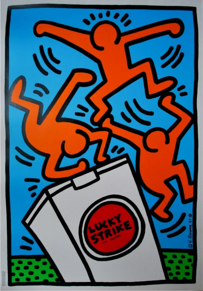 Zeefdruk Haring - Lucky Strike, 1987