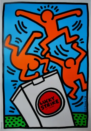 Zeefdruk Haring - Lucky Strike, 1987