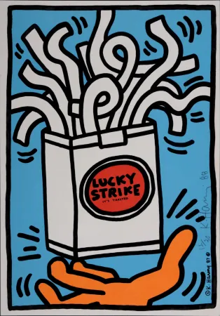 Zeefdruk Haring - Lucky Strike, 1987  Hand signed, Edition of 30 