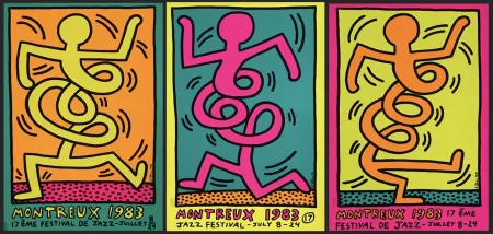 Zeefdruk Haring - Montreux Jazz Festival (3 Silkscreen Posters)