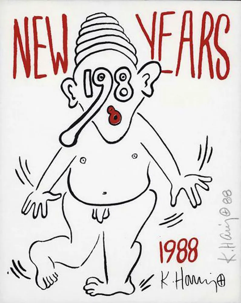 Zeefdruk Haring - New Years Baby