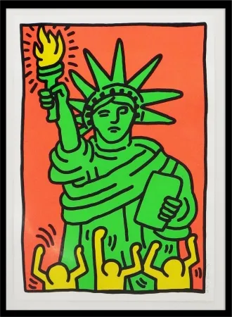 Zeefdruk Haring - Statue of Liberty