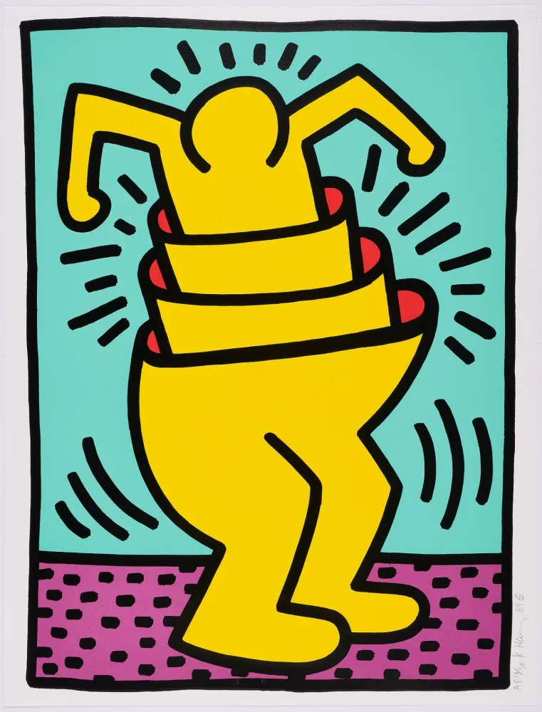 Zeefdruk Haring - Untitled (Cup Man)