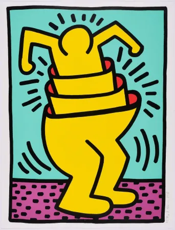 Zeefdruk Haring - Untitled (Cup Man)