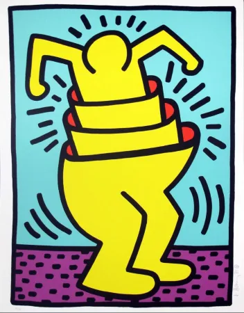 Zeefdruk Haring - Untitled (Cup Man)