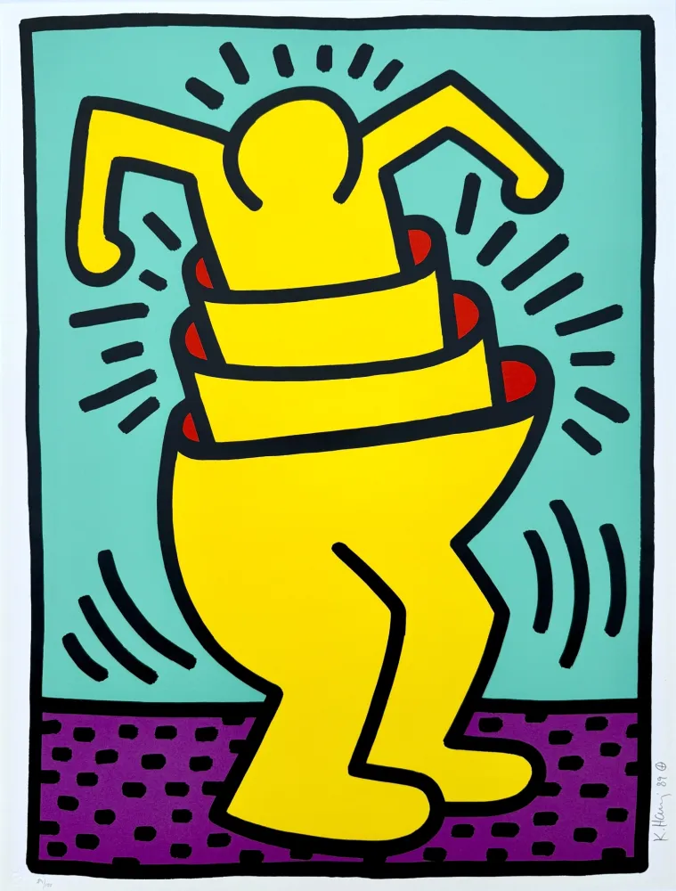 Zeefdruk Haring - Untitled, Cup Man