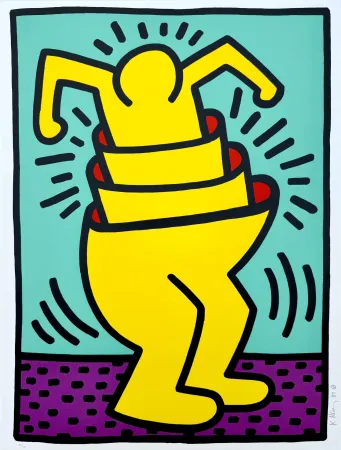 Zeefdruk Haring - Untitled, Cup Man
