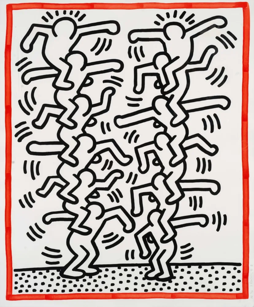 Lithografie Haring - Untitled (People ladder)