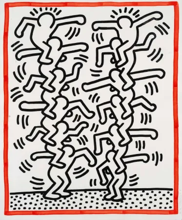 Lithografie Haring - Untitled (People ladder)