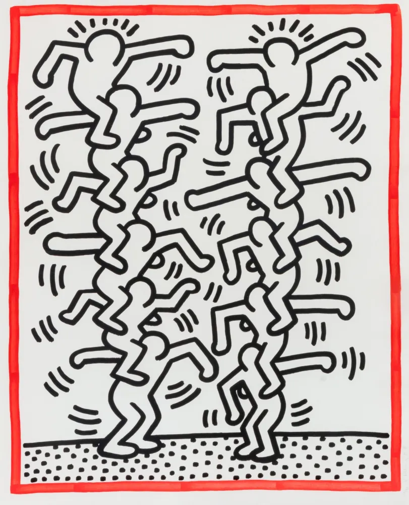 Lithografie Haring - Untitled (People ladder), 1985