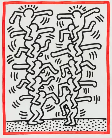 Lithografie Haring - Untitled (People ladder), 1985