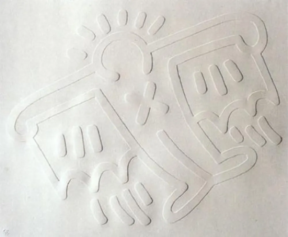 Zeefdruk Haring - White Icons: Batman