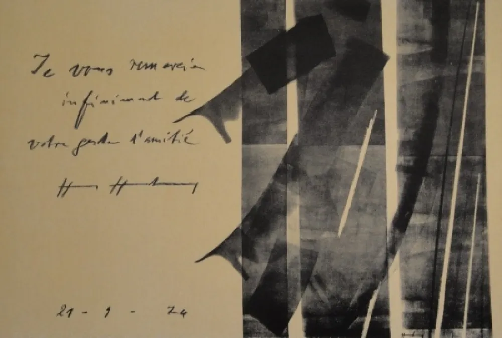 Lithografie Hartung - E vous remercie infiniment de votre geste d’amitié