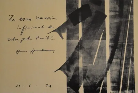 Lithografie Hartung - E vous remercie infiniment de votre geste d’amitié