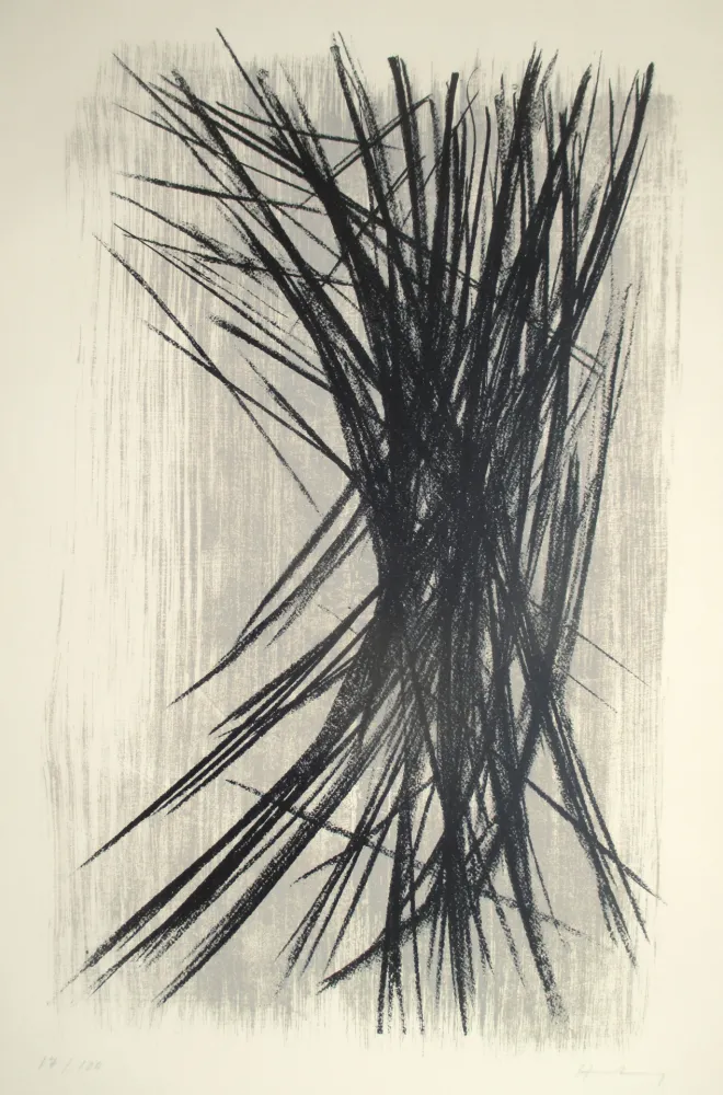 Lithografie Hartung - L 10, Schwarz, Grau