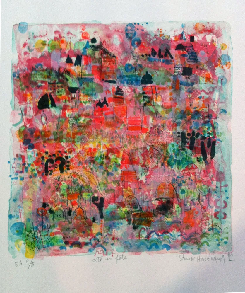 Lithografie Hasegawa - Cité en fete 