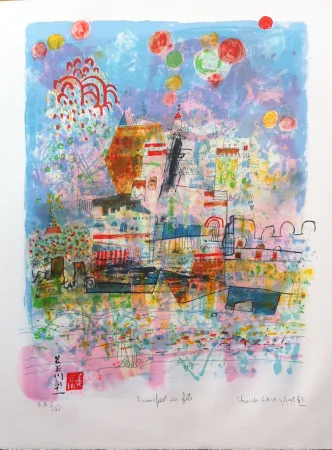 Lithografie Hasegawa - Francfort en fête 