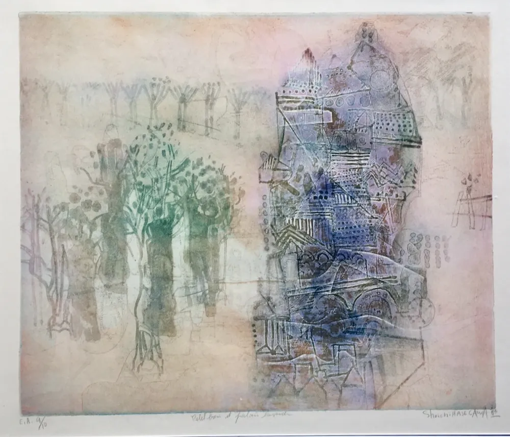 Gravure Hasegawa - Petit bois et palais lavande 