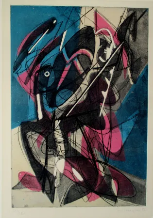 Ets En Aquatint Hayter - Combat