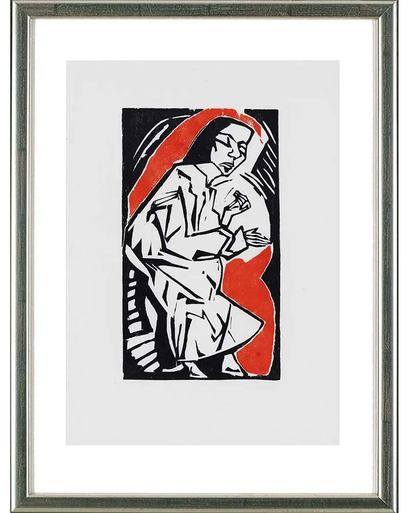 Houtsnede Heckel - Liegende, 1913