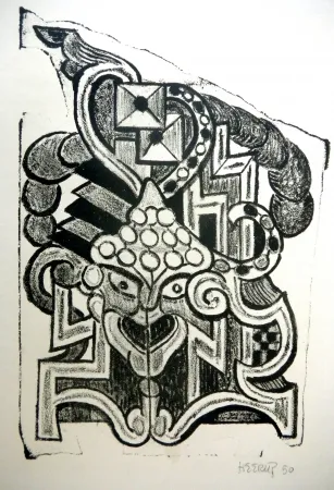 Lithografie Heerup - The Temple