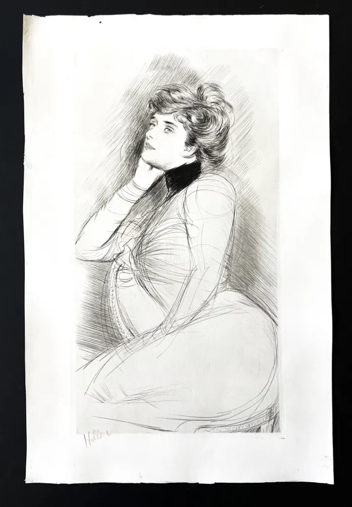 Gravure Helleu - Femme assise de profile