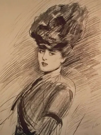 Lithografie Helleu - LA PARISIENNE WOMAN IN HAT