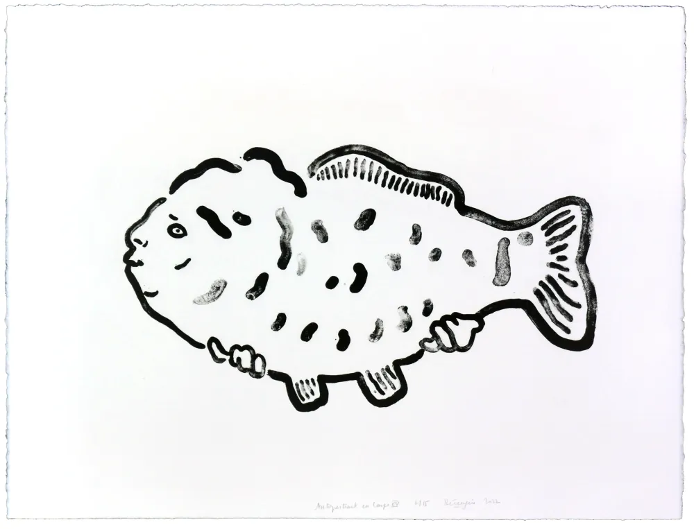 Lithografie Henin - Auportrait en carpe XV