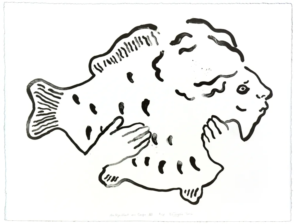 Lithografie Henin - Auportrait en carpe XVI