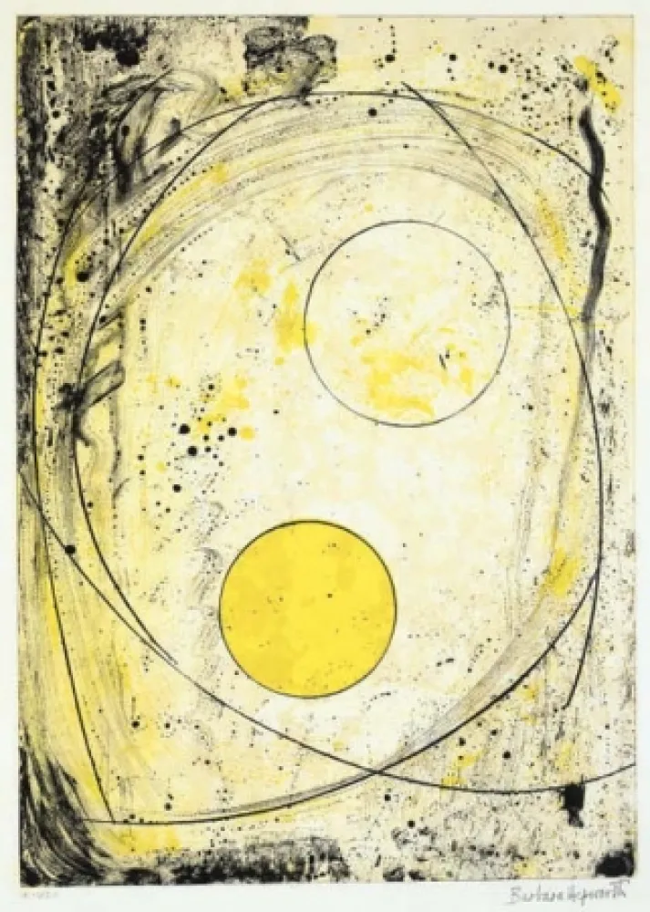 Lithografie Hepworth - Composition in black and Yellow