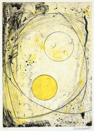Lithografie Hepworth - Composition in black and Yellow