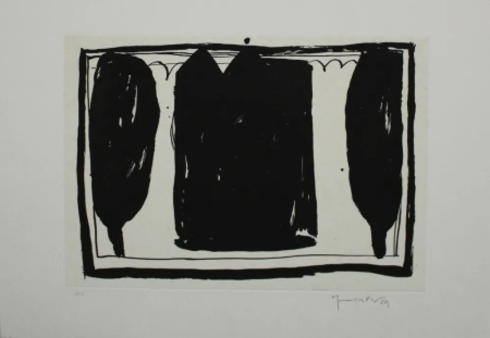 Aquatint Hernandez Pijuan - Arbres i casa I