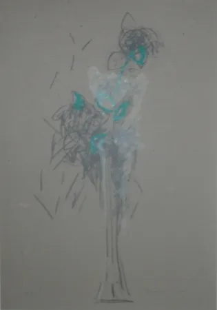 Lithografie Hernandez Pijuan - Bouquet sur carton