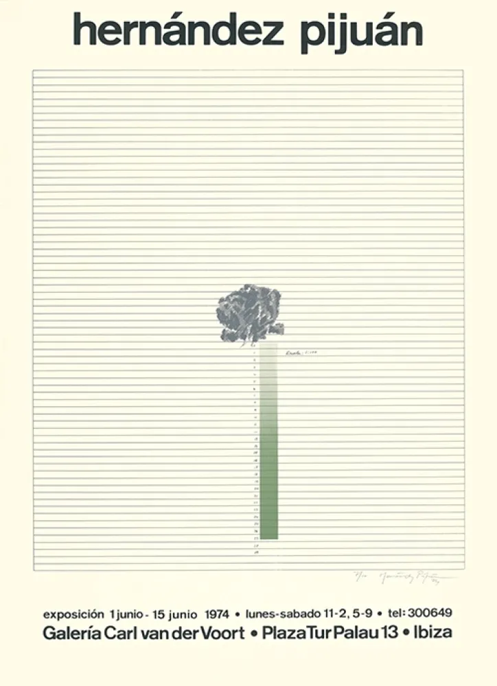 Zeefdruk Hernandez Pijuan - Cartel de la exposición Galería Carl van der Voort, Ibiza