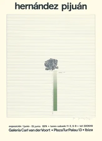 Zeefdruk Hernandez Pijuan - Cartel de la exposición Galería Carl van der Voort, Ibiza