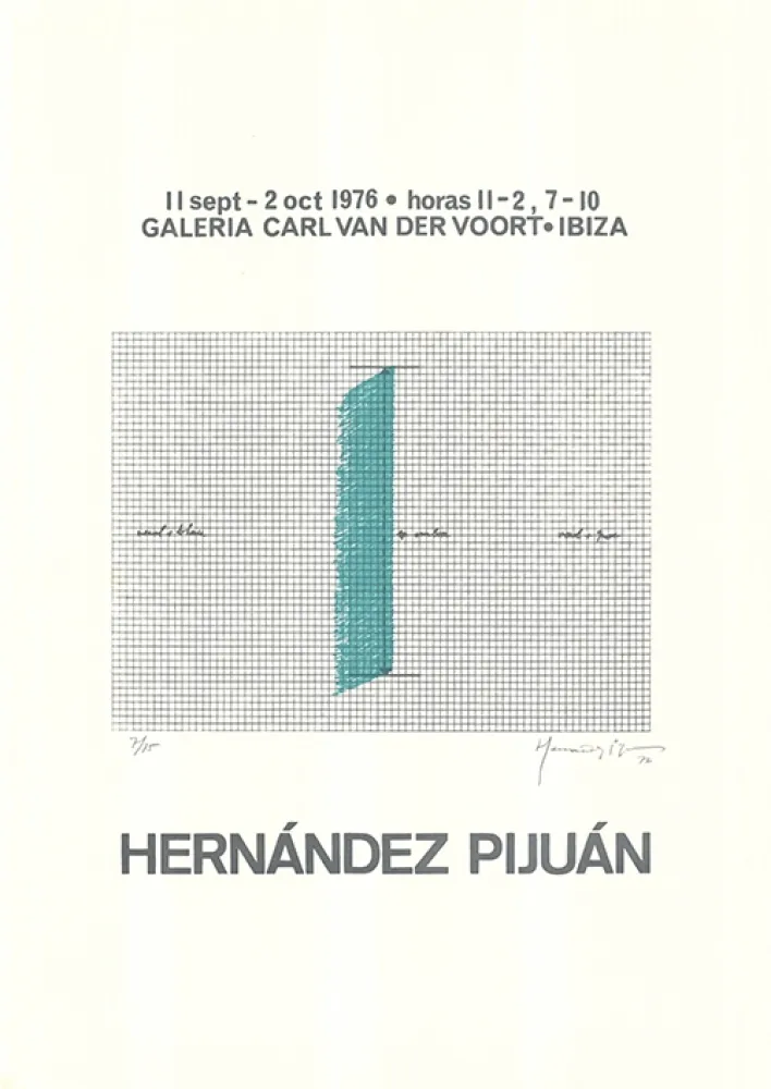 Zeefdruk Hernandez Pijuan - Cartel de la exposición Galería Carl van der Voort, Ibiza
