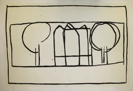 Aquatint Hernandez Pijuan - Cases i arbres 2