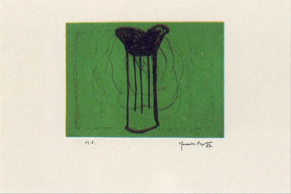 Multiple Hernandez Pijuan - Gerro i flor sobre verd