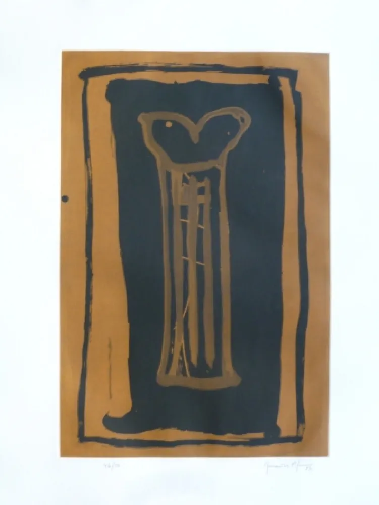 Aquatint Hernandez Pijuan - Gerro ocre