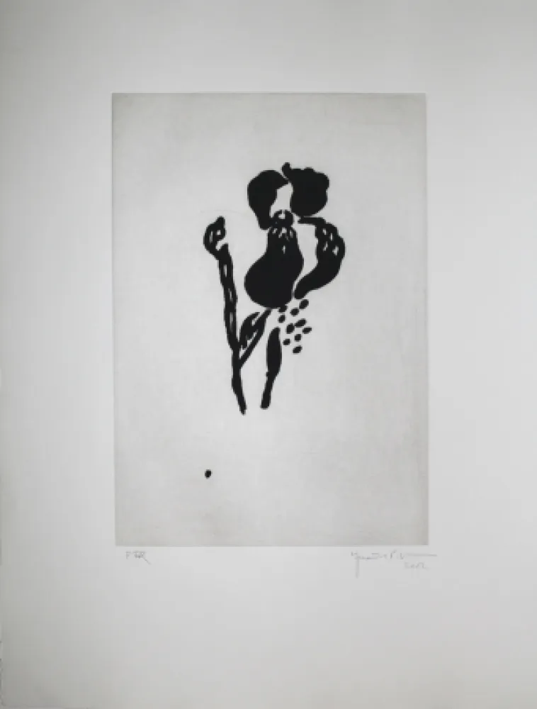 Aquatint Hernandez Pijuan - Iris negre VI (Black Iris VI)