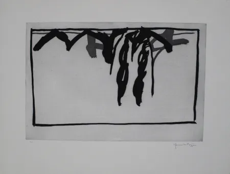 Aquatint Hernandez Pijuan - Paisatge amb xiprers III / Landscape with Cypresses III