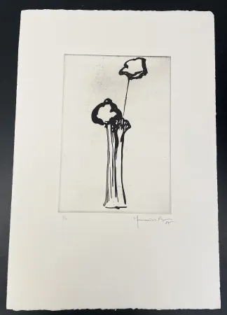 Ets En Aquatint Hernandez Pijuan - Untitled (Vase and Flower)