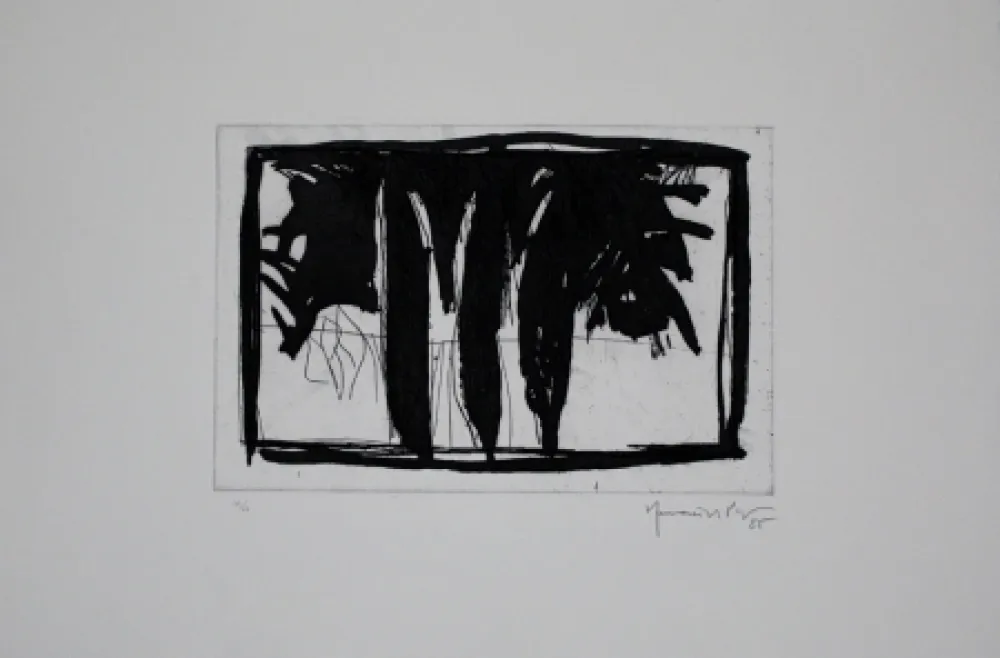 Ets En Aquatint Hernandez Pijuan - Xiprers al claustre / Cypresses in the Cloister