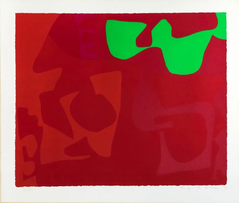 Zeefdruk Heron - Small Red January 1973: 2 